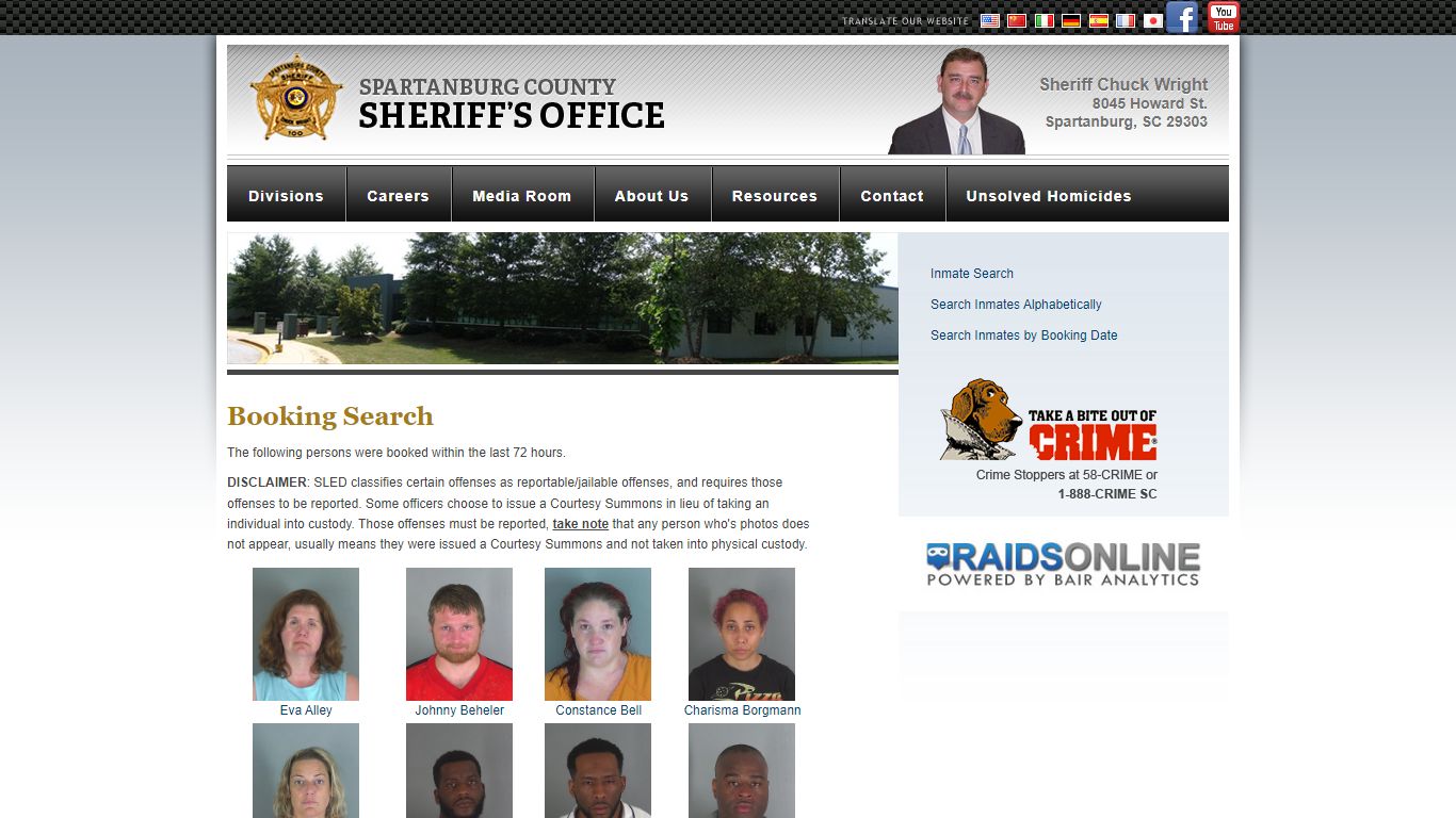 Booking Search : Spartanburg Sheriff